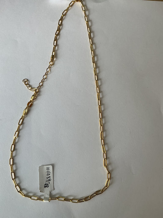18K Gold Filled Short Link PaperClip Chain 18"H
