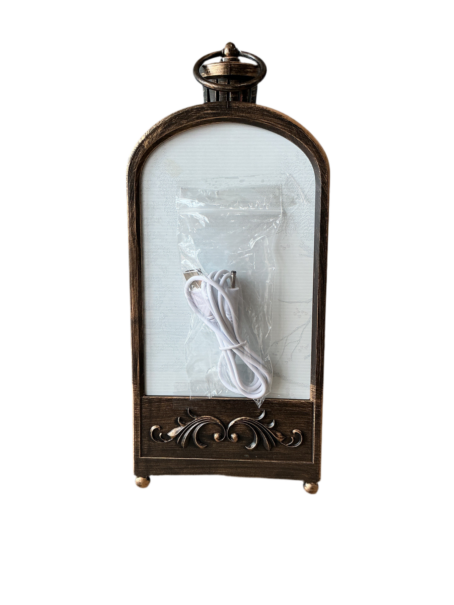 Night Lighted Swirl Arch Lantern with Cardinals, Confetti Lite