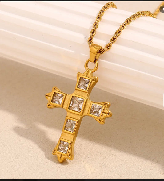 Collar De Cruz De Acero Inoxidable