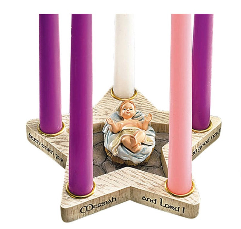 Star Shaped Advent Wreath with Removable Baby Jesus