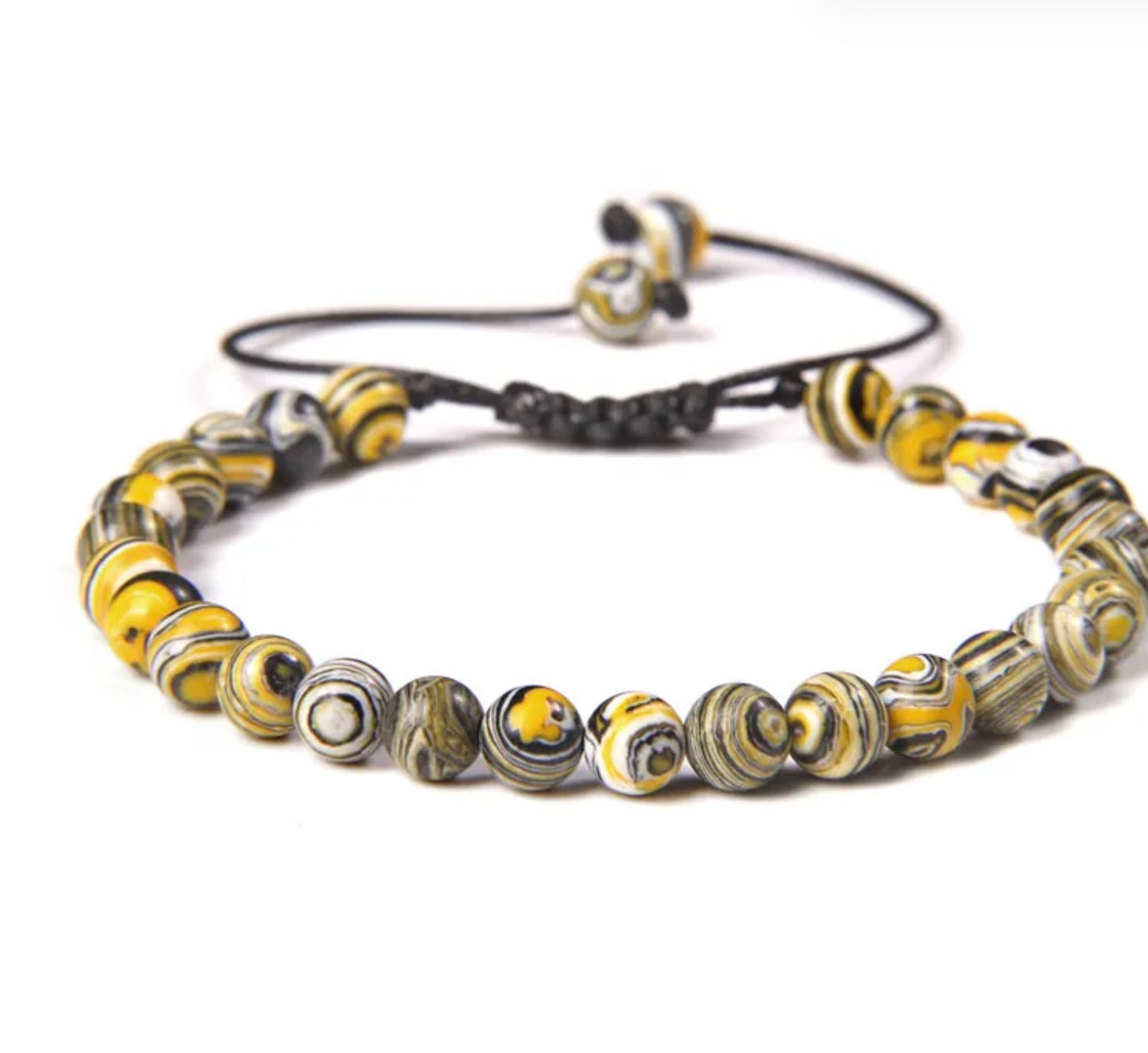 Pulsera De Cuentas De Piedra Natural Hecha A Mano Tejida Cordón Ajustable