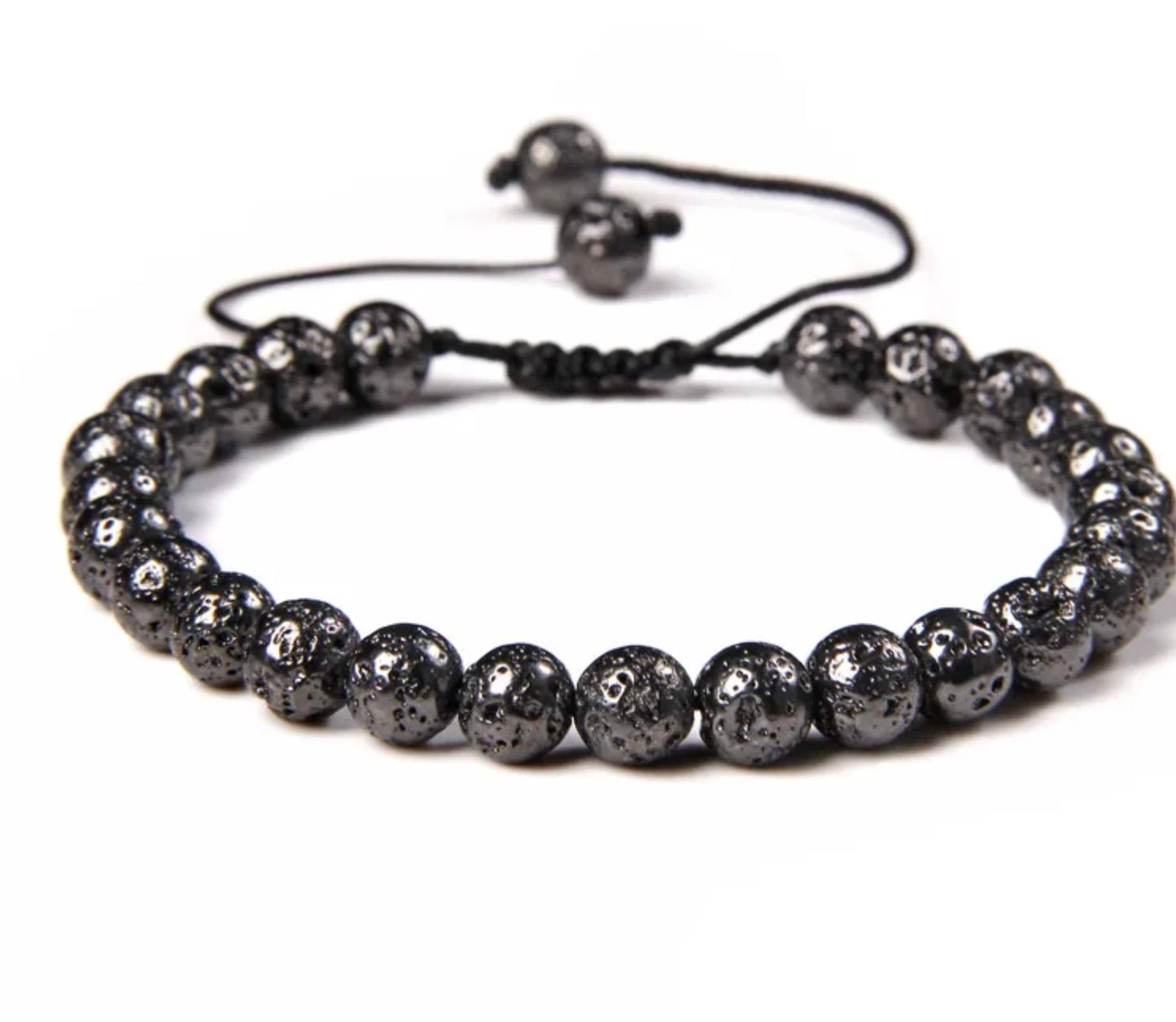 Pulsera De Cuentas De Piedra Natural Hecha A Mano Tejida Cordón Ajustable