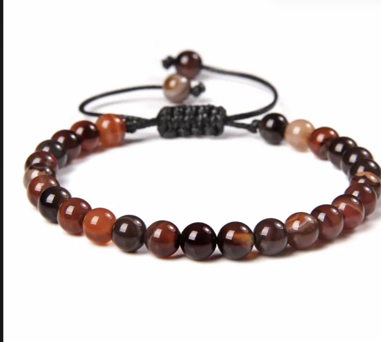 Pulsera De Cuentas De Piedra Natural Hecha A Mano Tejida Cordón Ajustable
