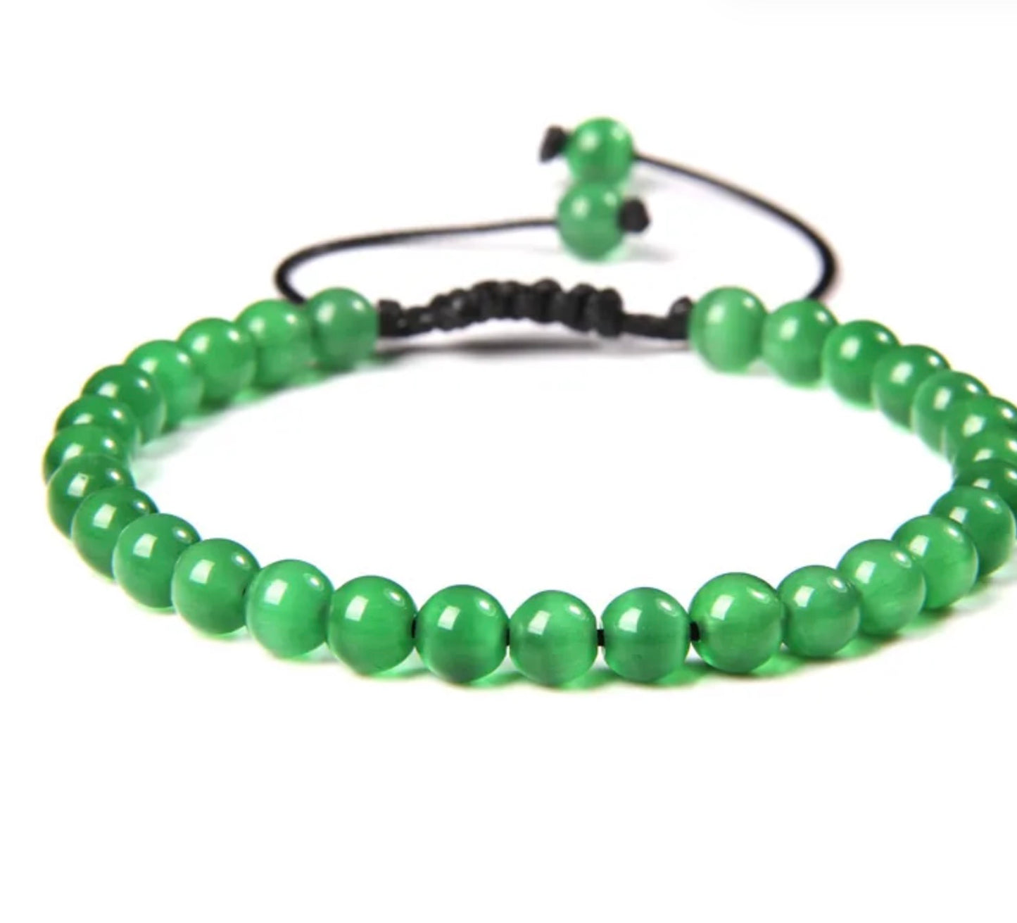 Pulsera De Cuentas De Piedra Natural Hecha A Mano Tejida Cordón Ajustable