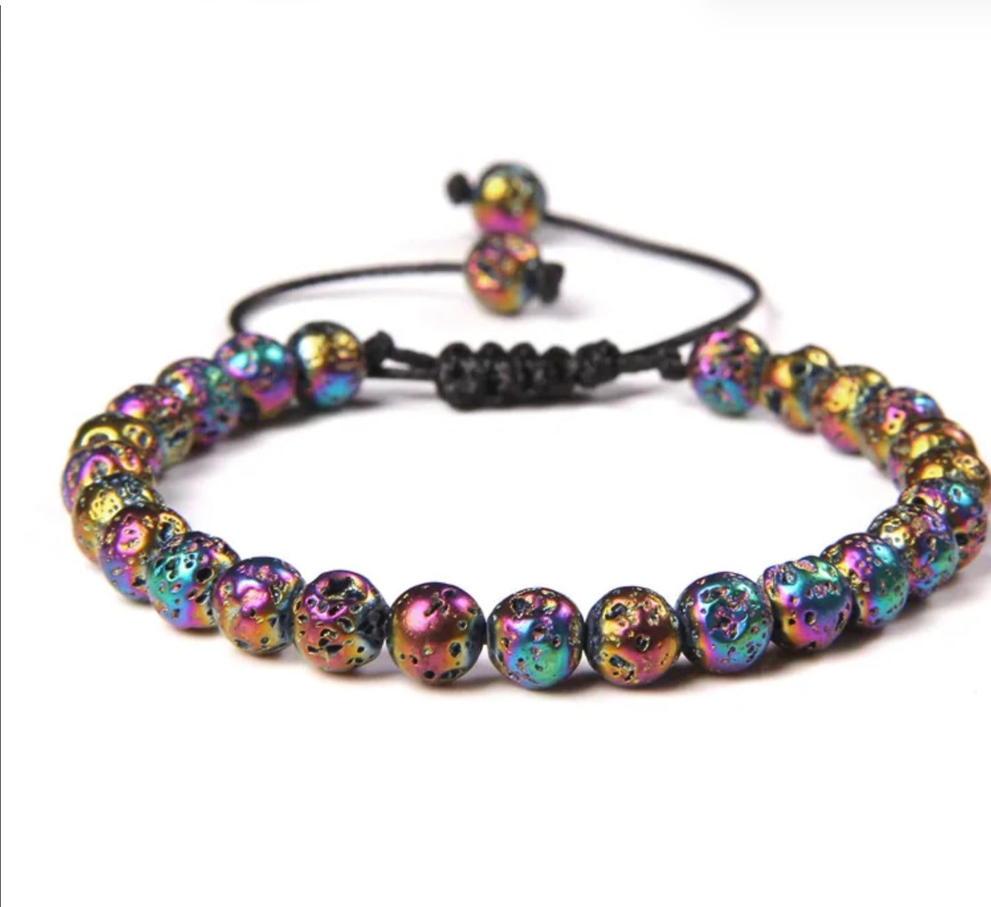 Pulsera De Cuentas De Piedra Natural Hecha A Mano Tejida Cordón Ajustable