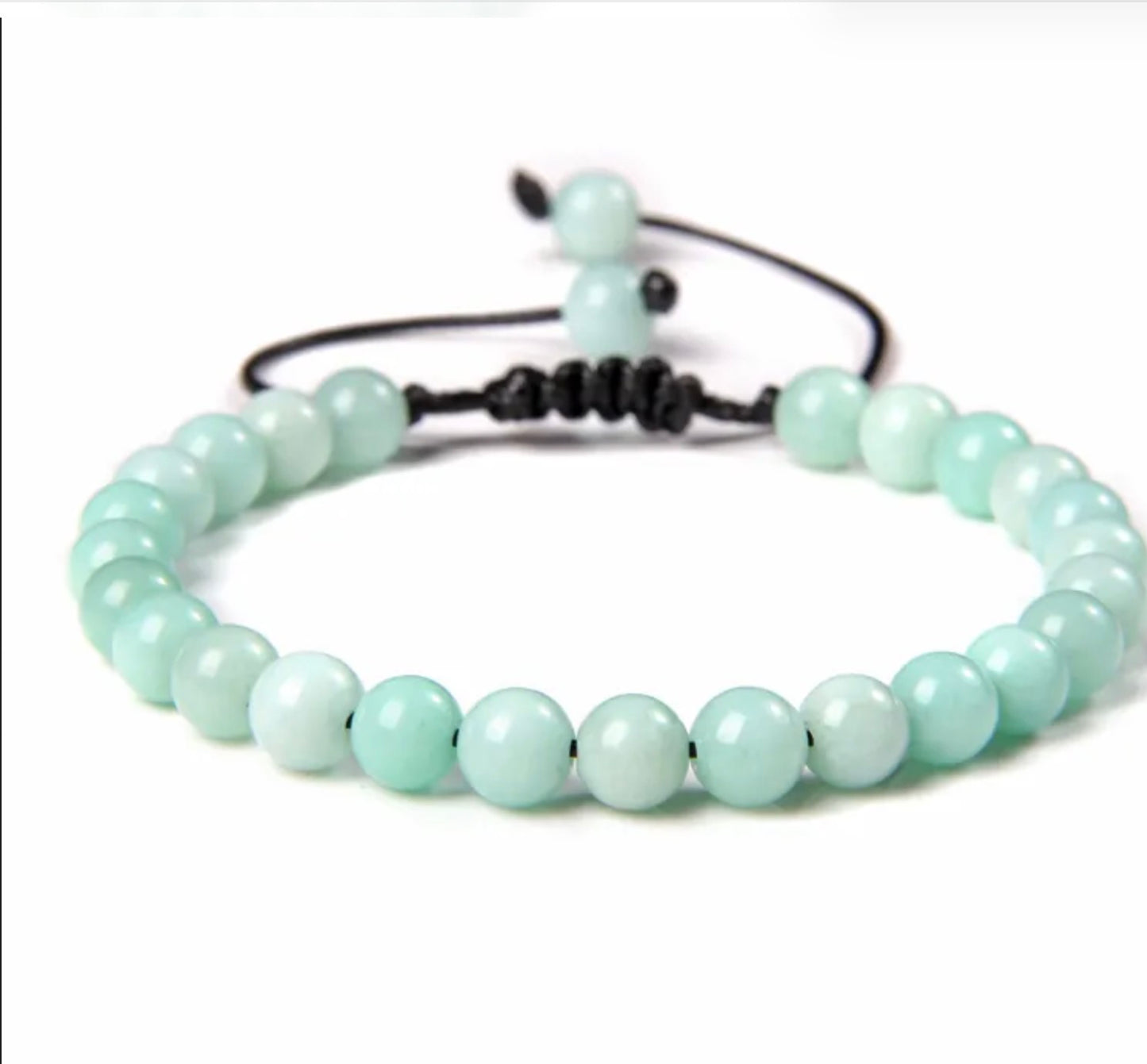 Pulsera De Cuentas De Piedra Natural Hecha A Mano Tejida Cordón Ajustable