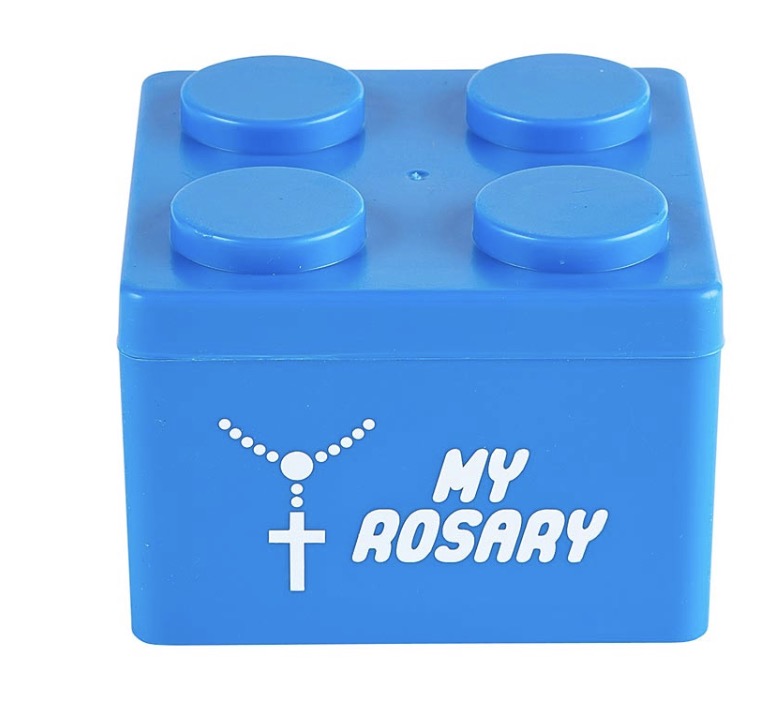Blue Building Block Rosary Box