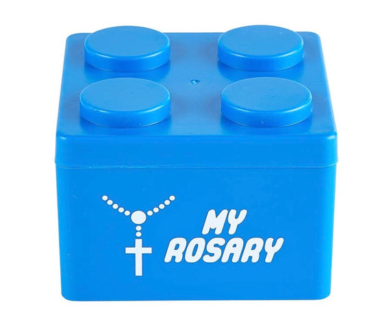 Blue Building Block Rosary Box