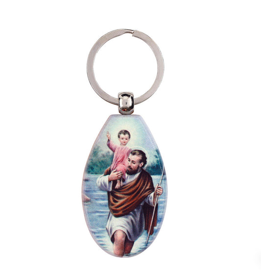 St. Christopher Teardrop Key Ring