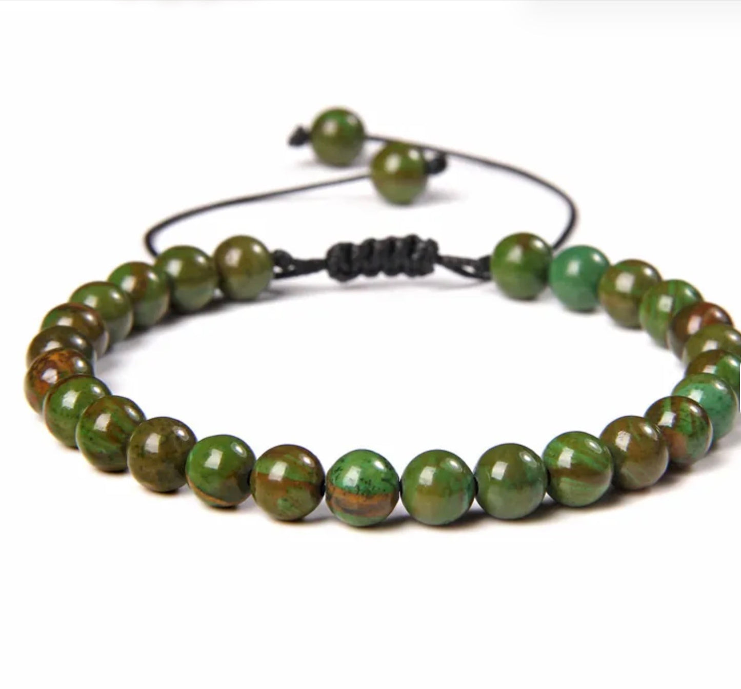 Pulsera De Cuentas De Piedra Natural Hecha A Mano Tejida Cordón Ajustable