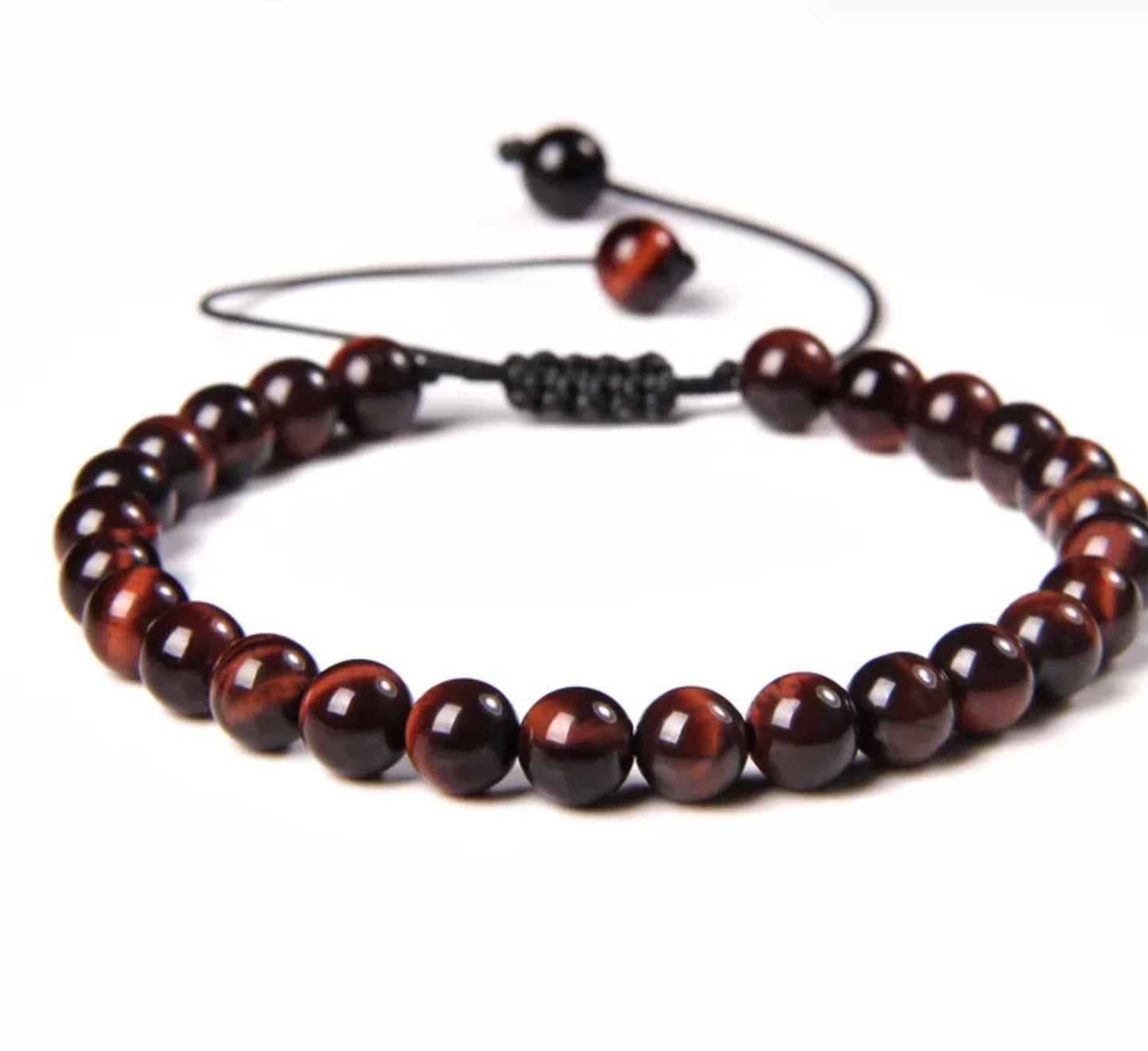 Pulsera De Cuentas De Piedra Natural Hecha A Mano Tejida Cordón Ajustable