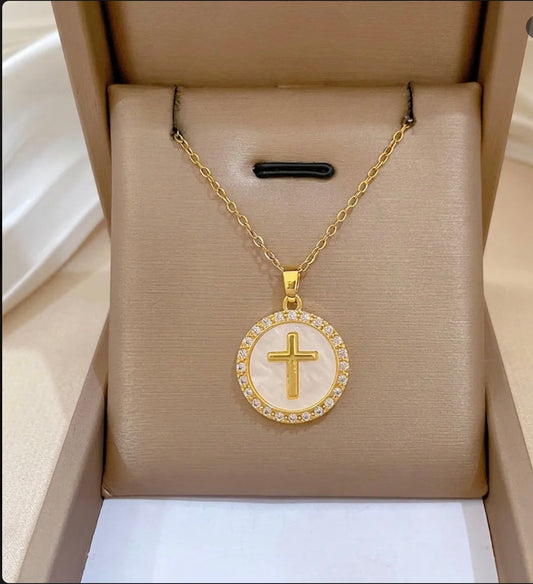 Collar Colgante Cruz Chapado Oro