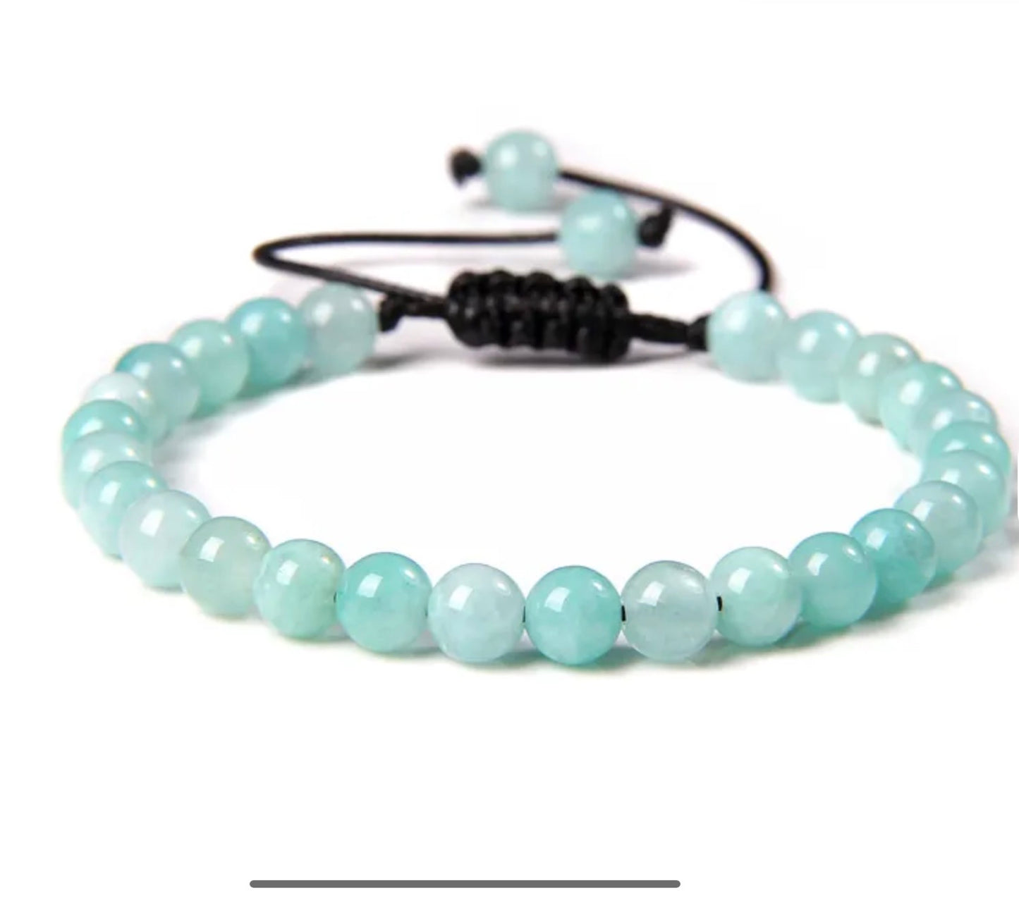 Pulsera De Cuentas De Piedra Natural Hecha A Mano Tejida Cordón Ajustable