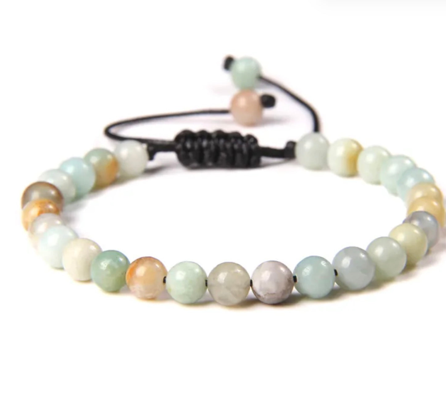 Pulsera De Cuentas De Piedra Natural Hecha A Mano Tejida Cordón Ajustable