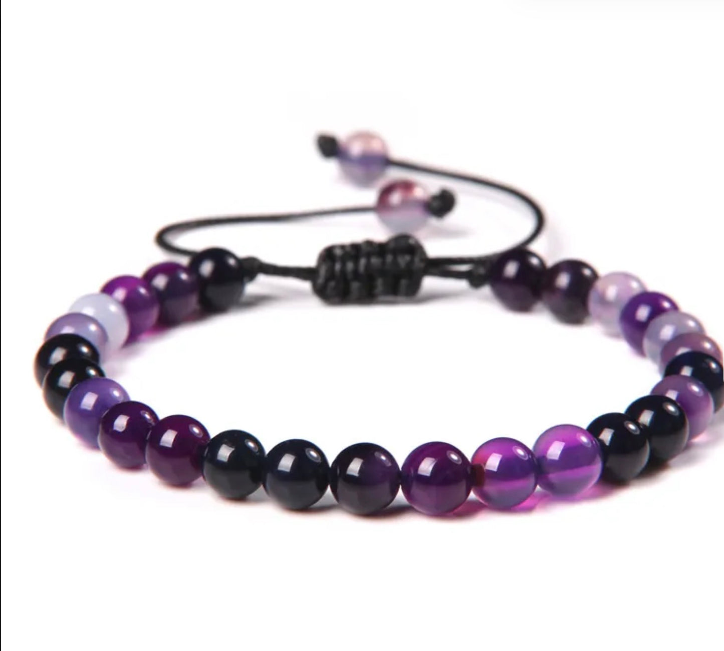 Pulsera De Cuentas De Piedra Natural Hecha A Mano Tejida Cordón Ajustable