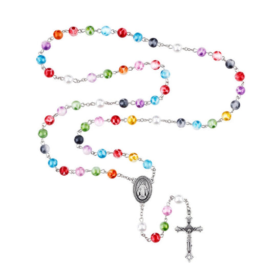 Blessed Mother Multicolor Pearl Rosary