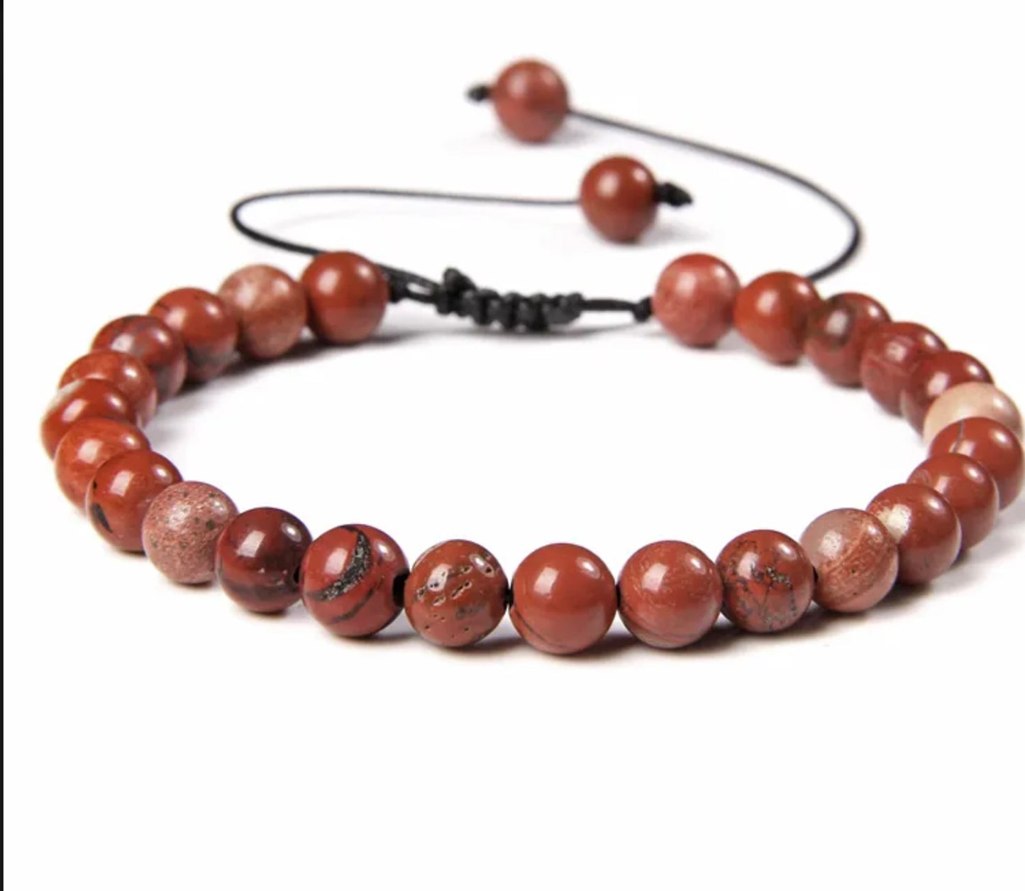 Pulsera De Cuentas De Piedra Natural Hecha A Mano Tejida Cordón Ajustable