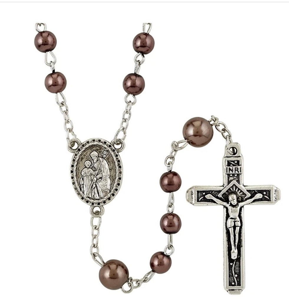St. Joseph Imitation Pearl Rosary