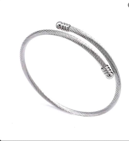 Brazalete Abierto De Cable De Acero Inoxidable