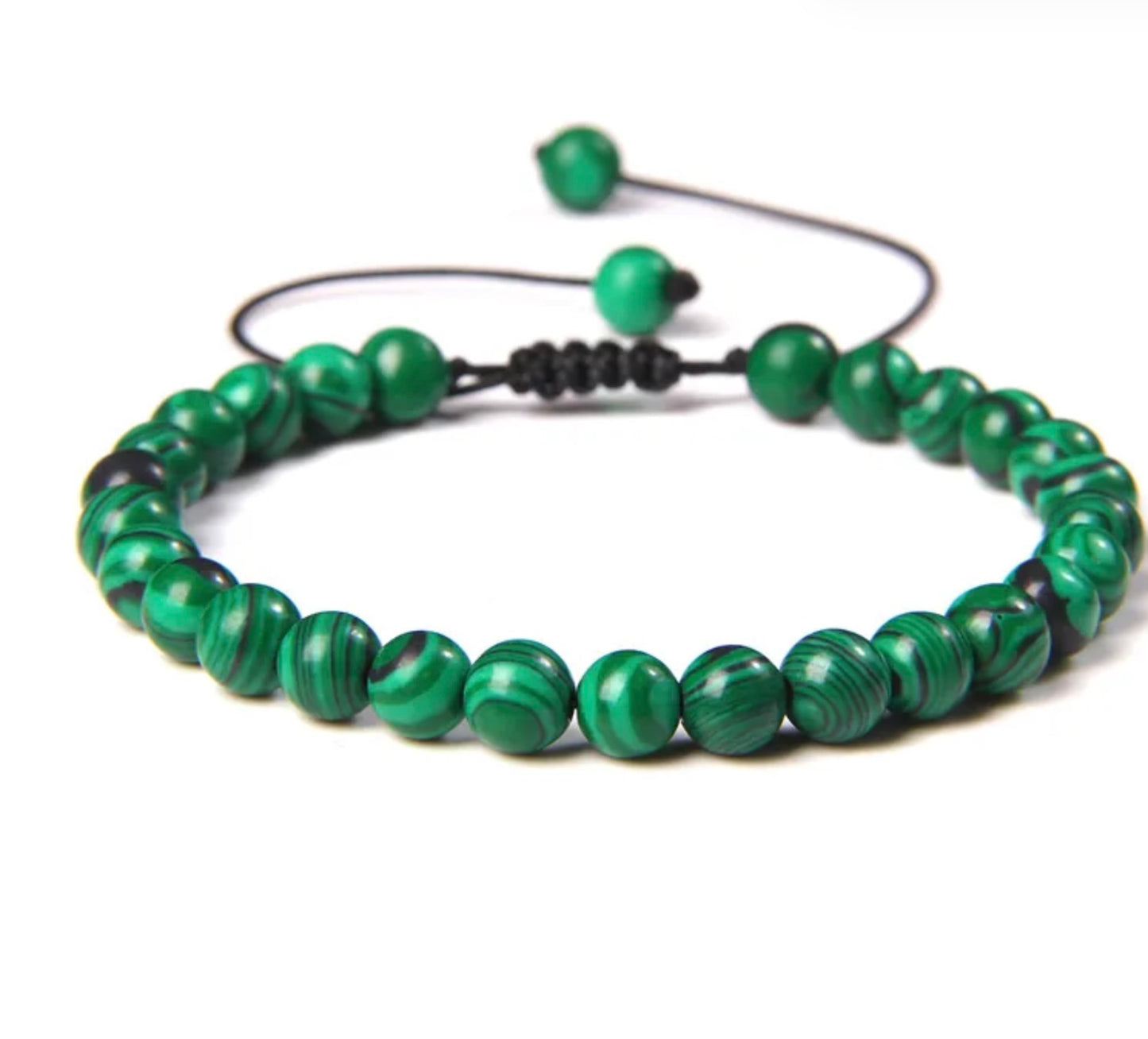 Pulsera De Cuentas De Piedra Natural Hecha A Mano Tejida Cordón Ajustable