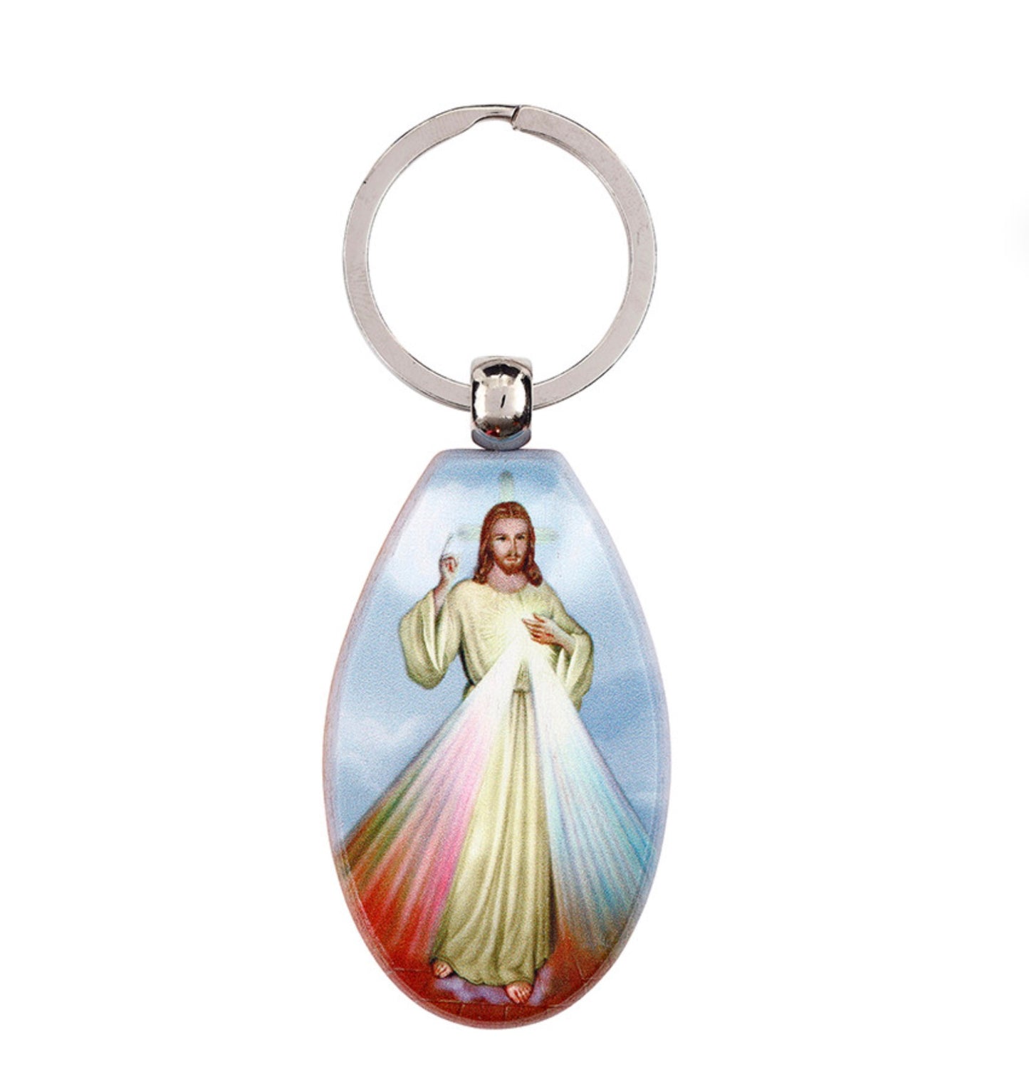 Divine Mercy Teardrop Key Ring
