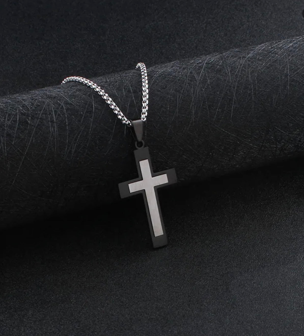 Collar Con Colgante De Cruz De Acero Inoxidable