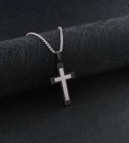 Collar Con Colgante De Cruz De Acero Inoxidable