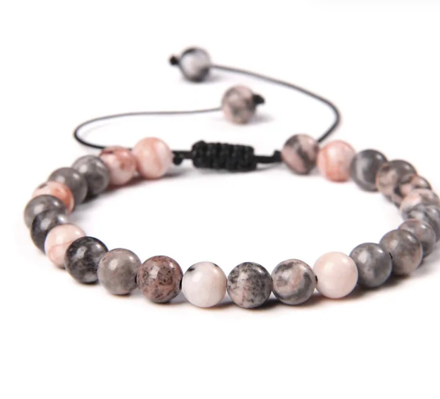 Pulsera De Cuentas De Piedra Natural Hecha A Mano Tejida Cordón Ajustable