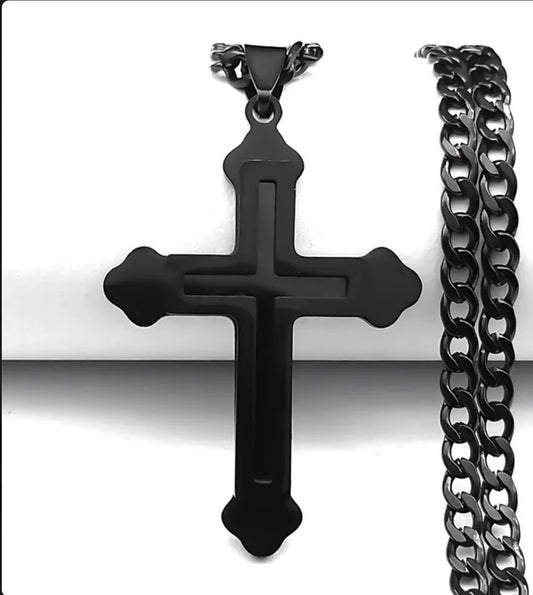 Collar Con Colgante De Cruz Acero Inoxidable