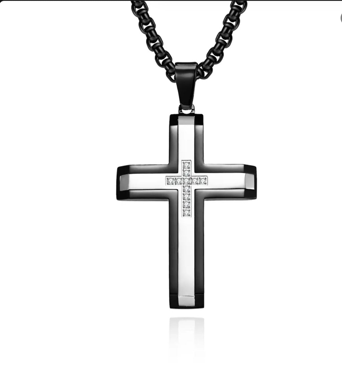 Collar Colgante Cruz Hombre Acero Inoxidable