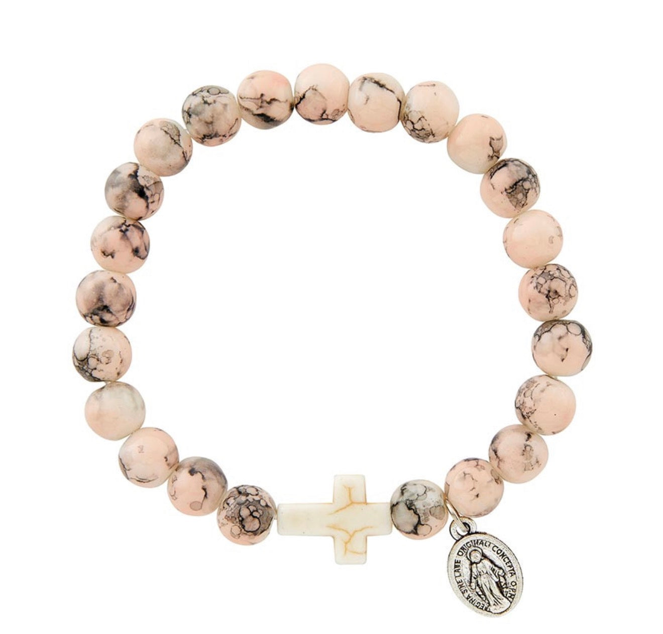 Blush Marble Cross Miraculous Bracelet