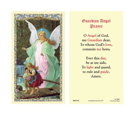 Guardian Angel Prayer Laminated Holy Card