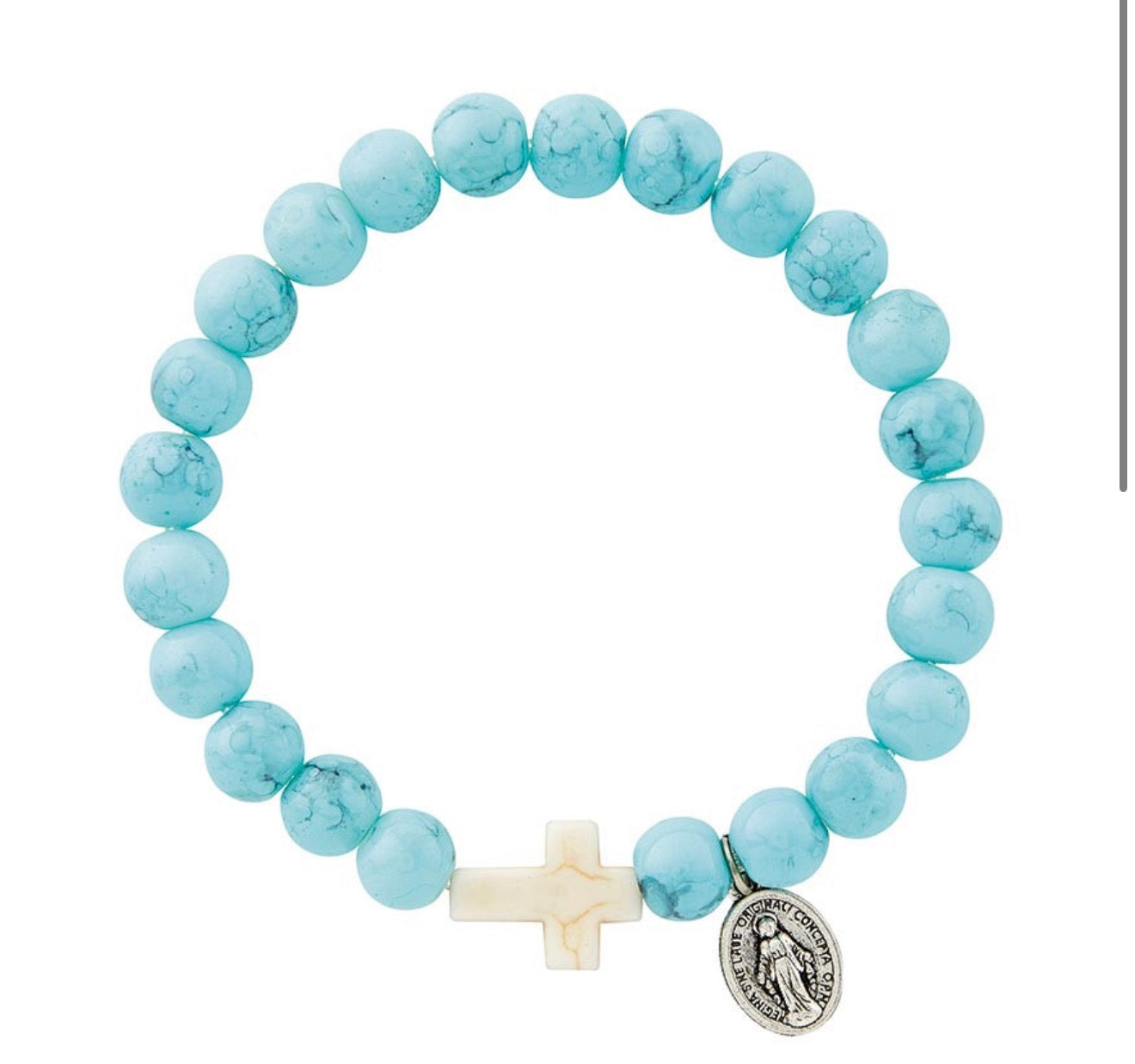 Turquoise Stone Cross Miraculous Bracelet