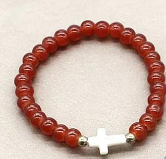 Pulsera de Cuentas Colgante Cruz de Concha Cuentas de Vidrio
