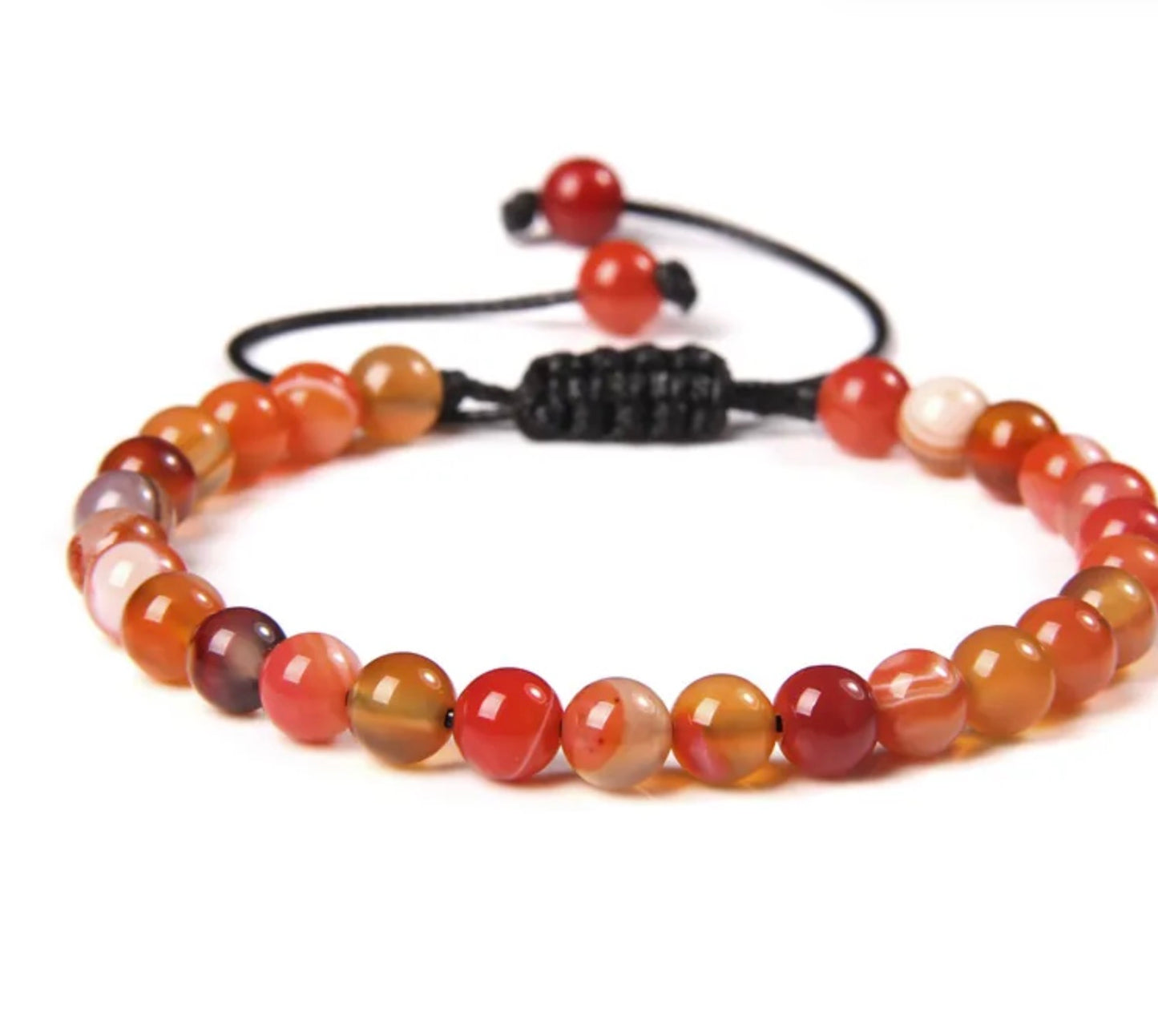 Pulsera De Cuentas De Piedra Natural Hecha A Mano Tejida Cordón Ajustable