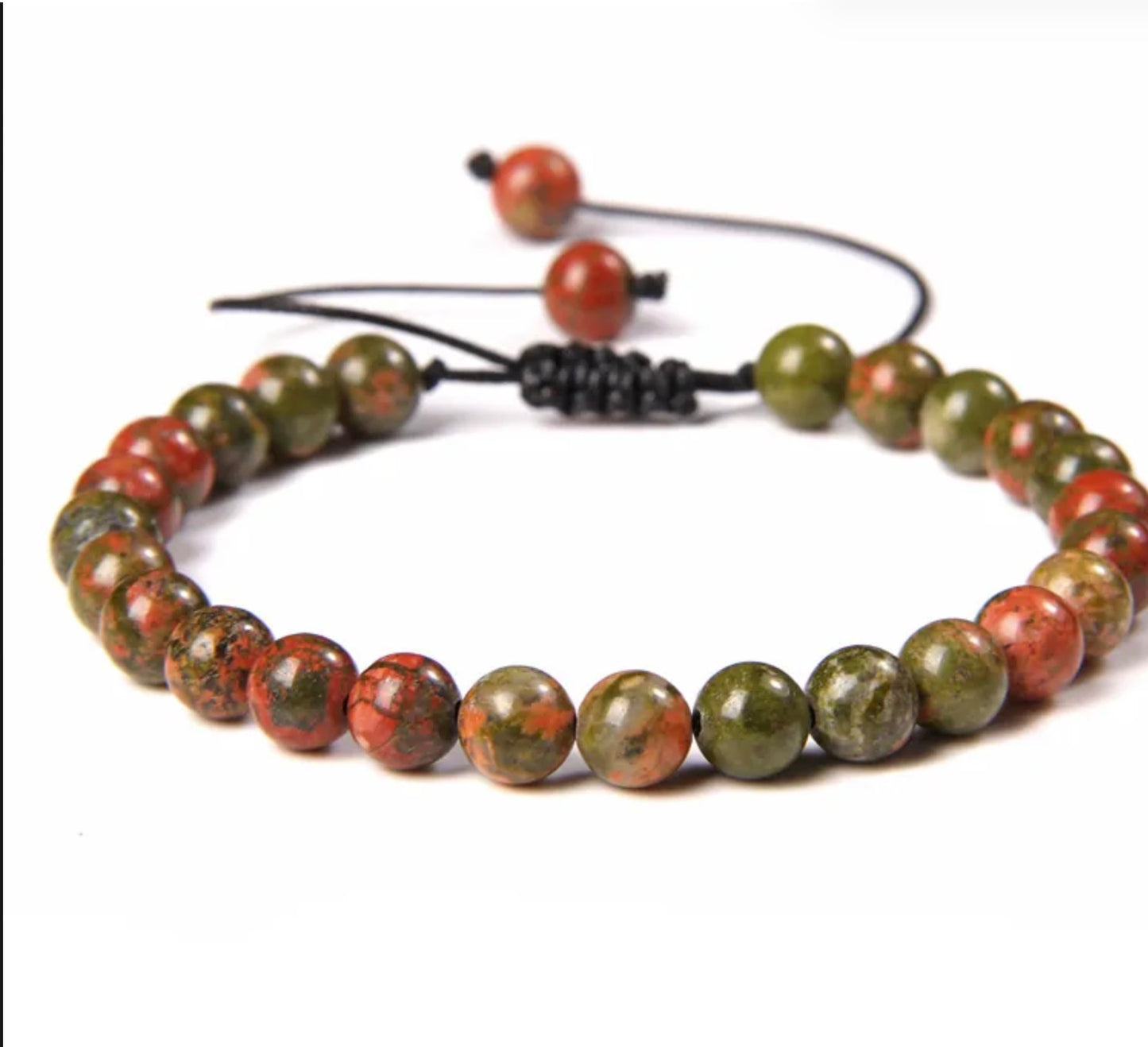 Pulsera De Cuentas De Piedra Natural Hecha A Mano Tejida Cordón Ajustable