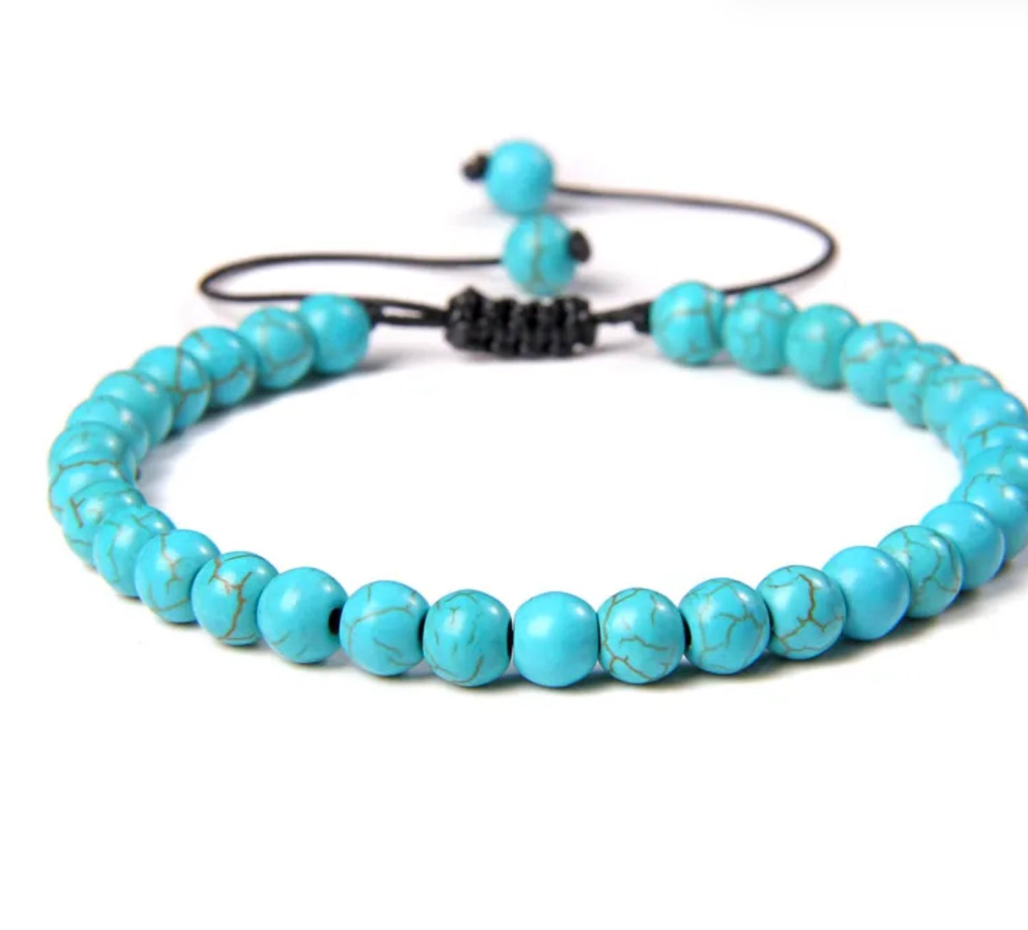 Pulsera De Cuentas De Piedra Natural Hecha A Mano Tejida Cordón Ajustable
