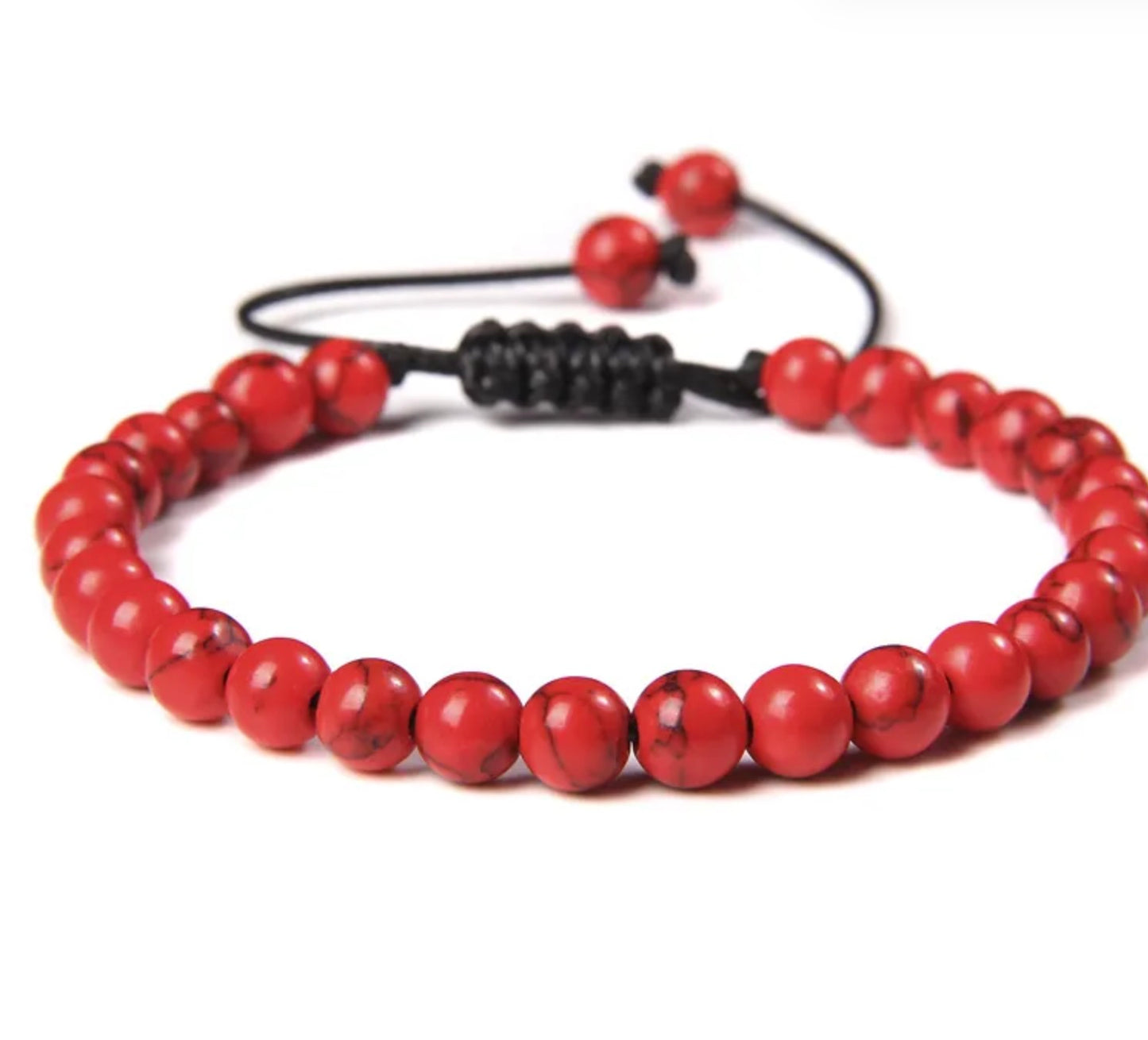 Pulsera De Cuentas De Piedra Natural Hecha A Mano Tejida Cordón Ajustable