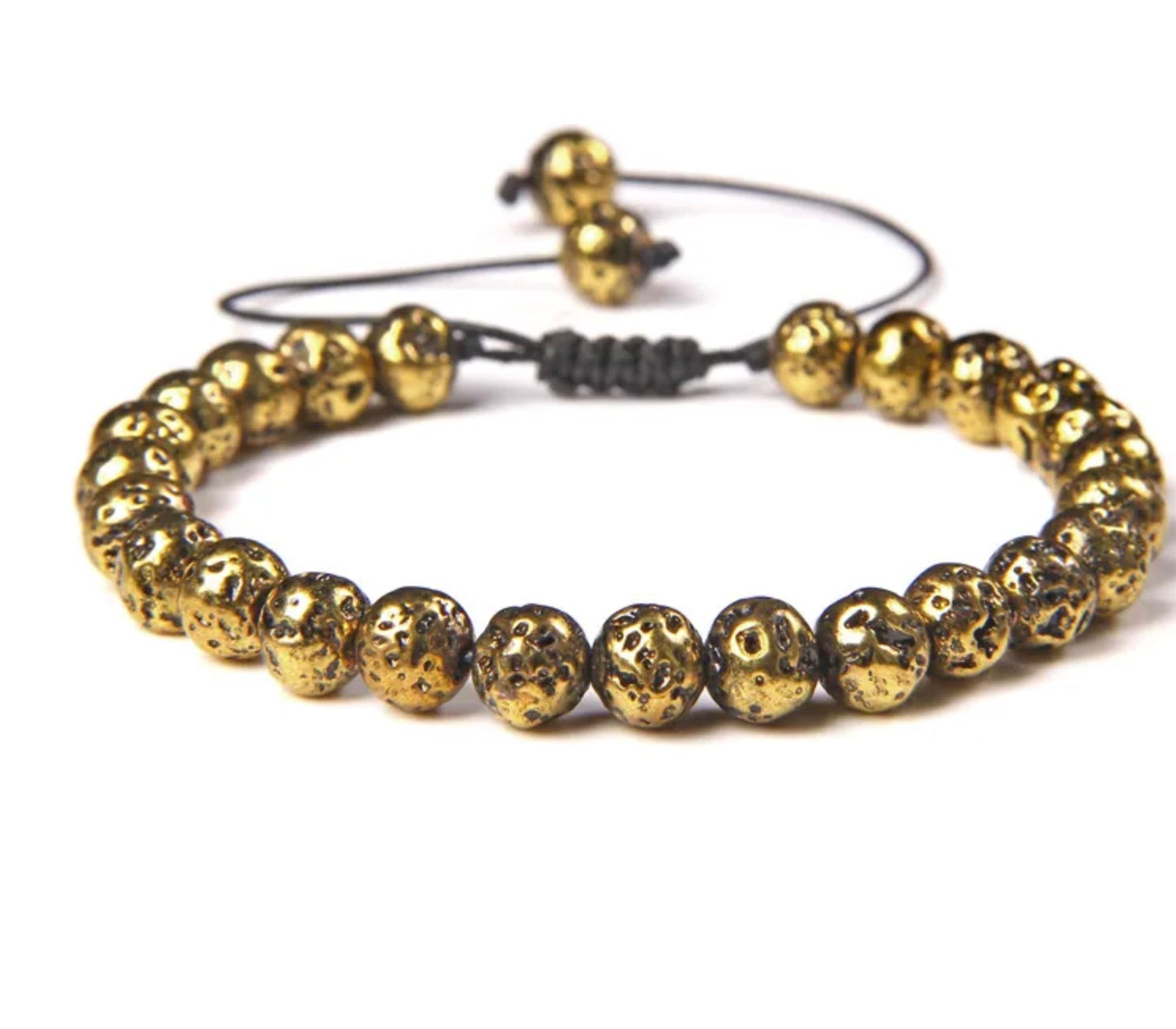 Pulsera De Cuentas De Piedra Natural Hecha A Mano Tejida Cordón Ajustable