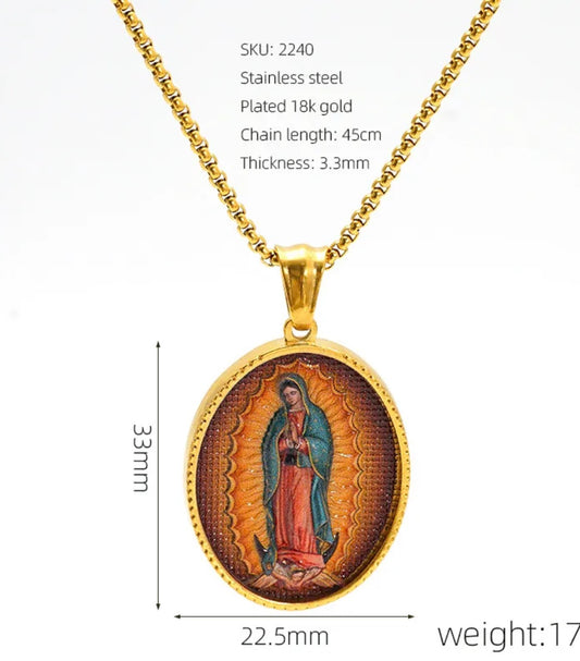Collar Con Colgante De Retrato Virgen de Guadalupe