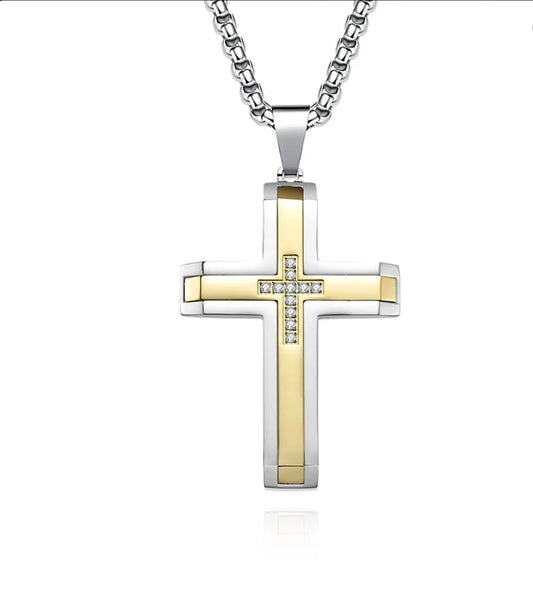 Collar Colgante Cruz Hombre Acero Inoxidable