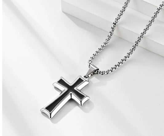 Collar de Cruz de Acero Inoxidable Minimalista