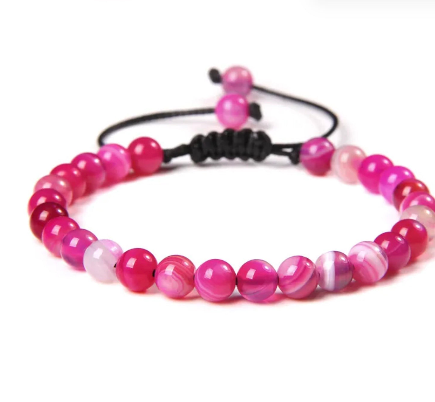 Pulsera De Cuentas De Piedra Natural Hecha A Mano Tejida Cordón Ajustable