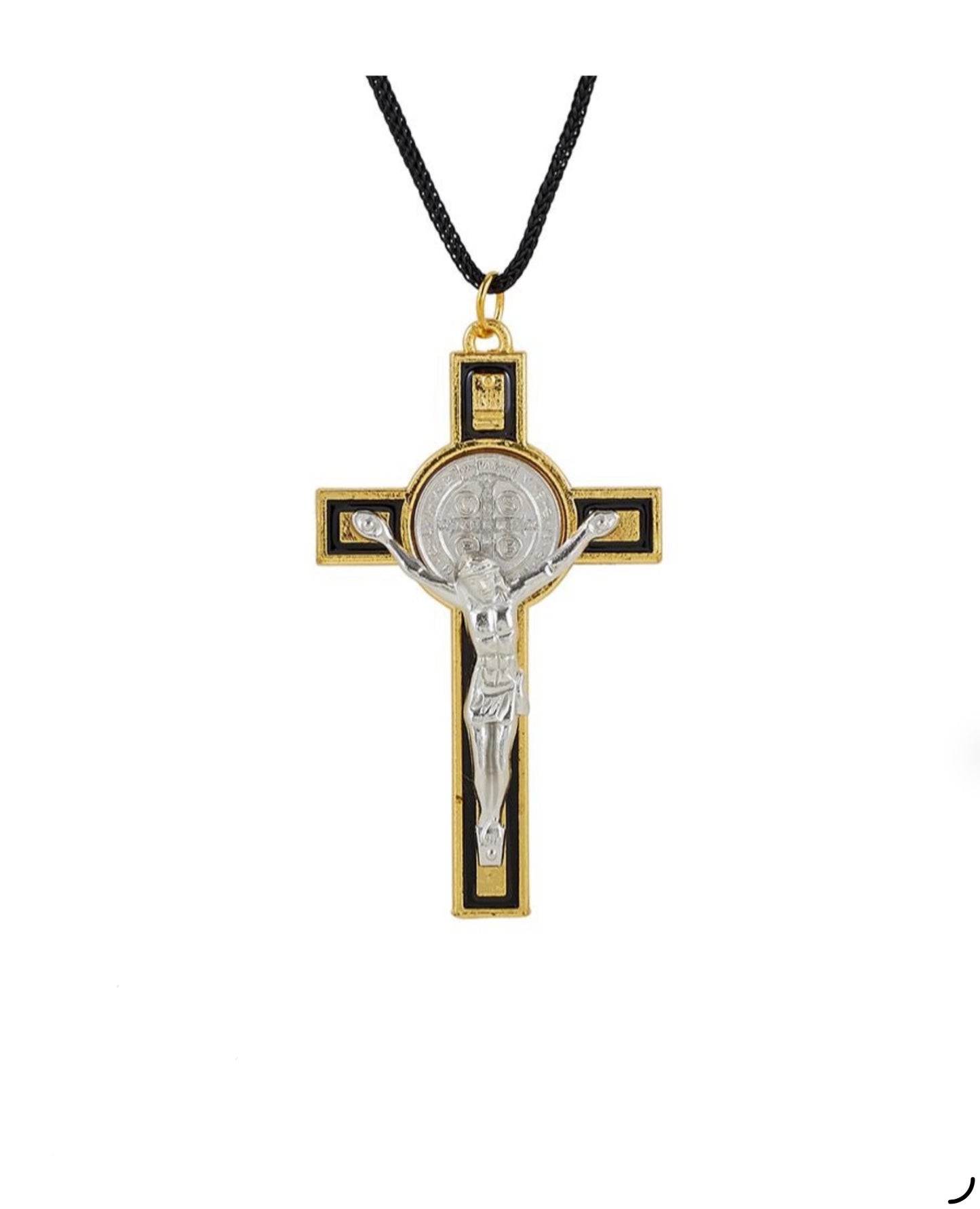 Black Inlay St. Benedict Crucifix Pendant