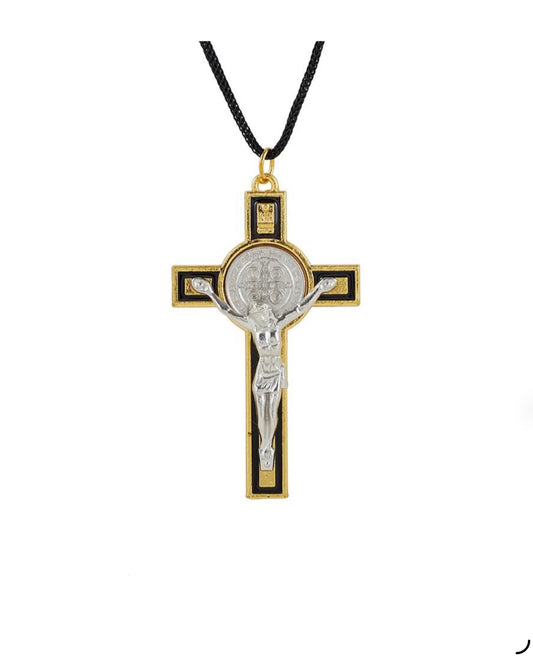 Black Inlay St. Benedict Crucifix Pendant