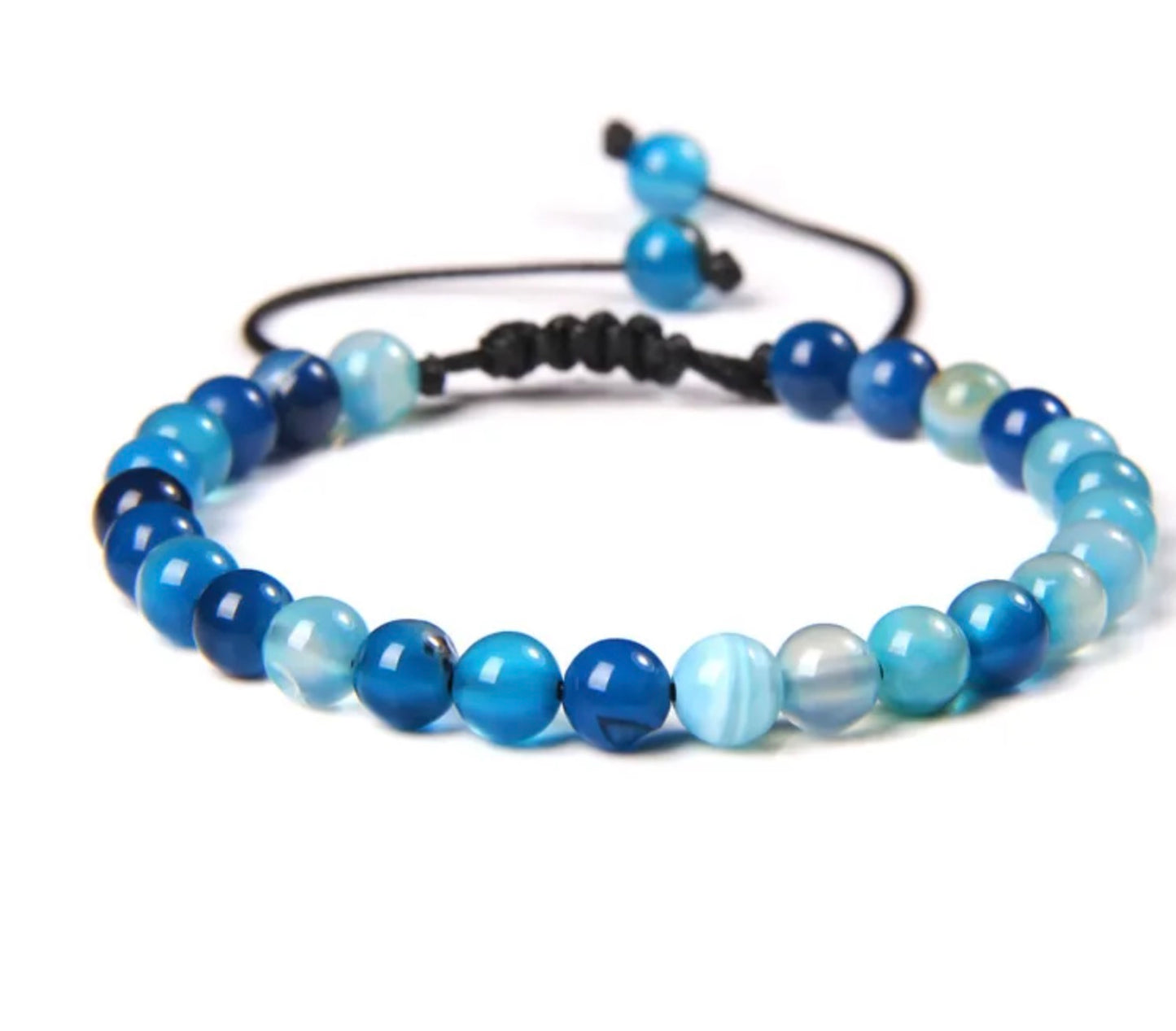 Pulsera De Cuentas De Piedra Natural Hecha A Mano Tejida Cordón Ajustable