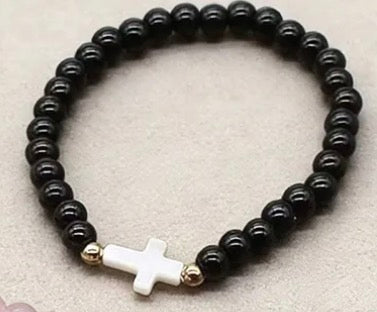 Pulsera de Cuentas Colgante Cruz de Concha Cuentas de Vidrio