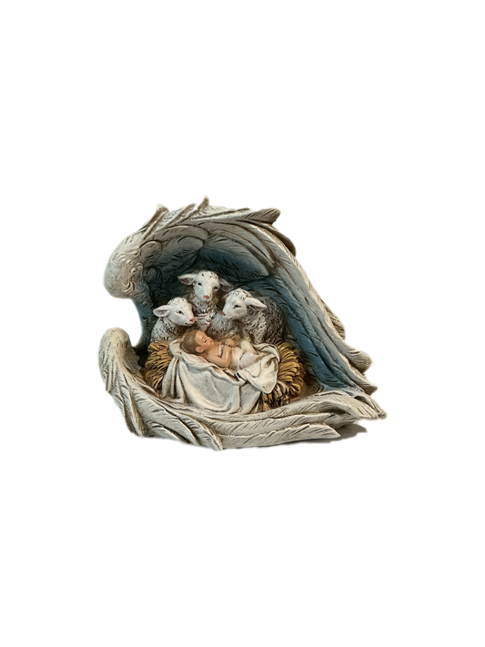 Sheep at Manger Figurine