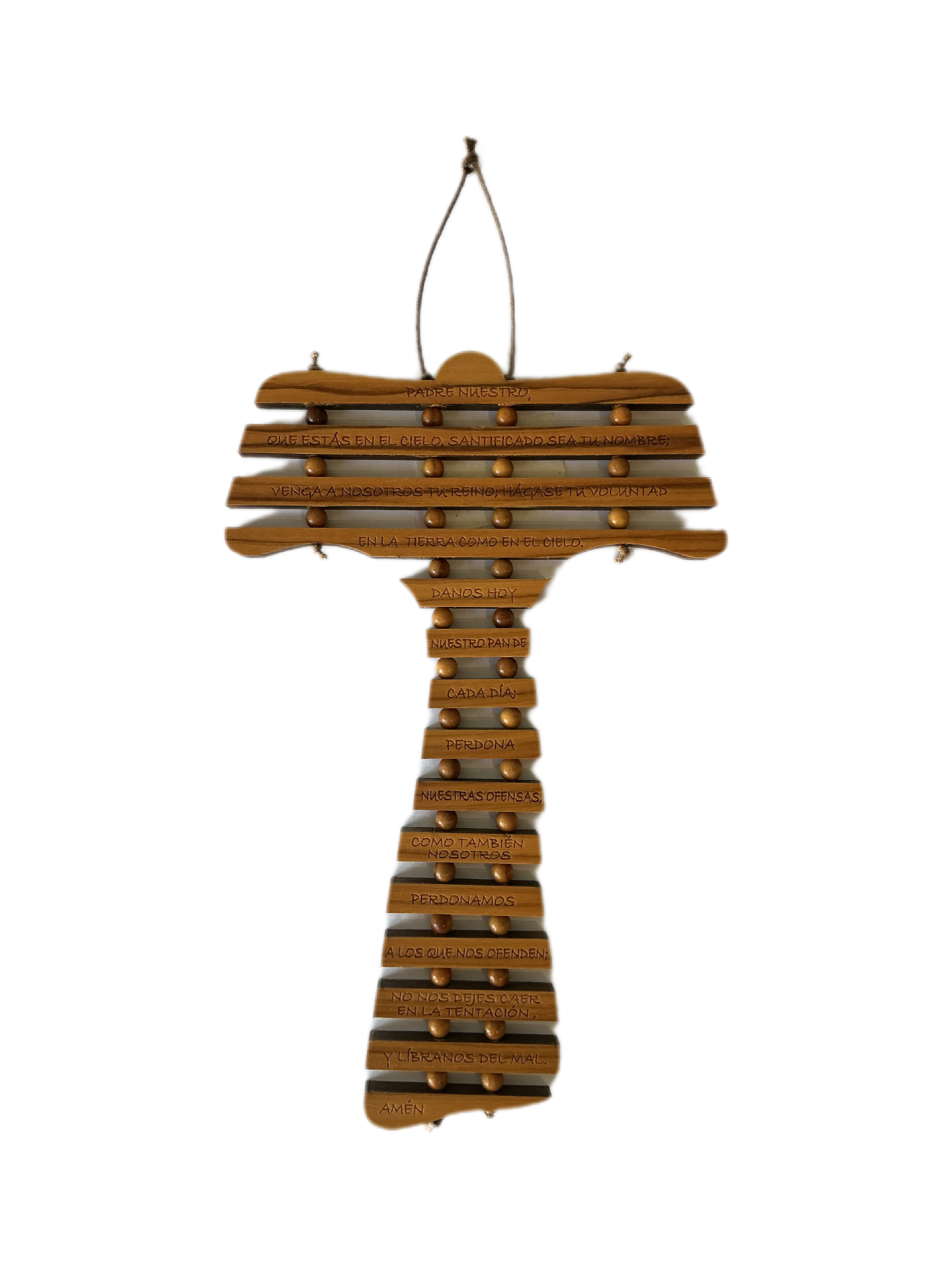 Olive Wood Cross / Our Father (Spanish)