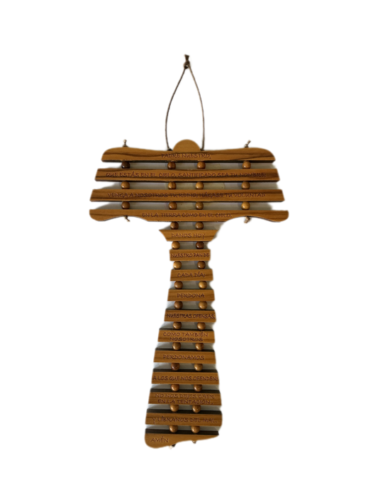 Olive Wood Cross / Our Father (Spanish)